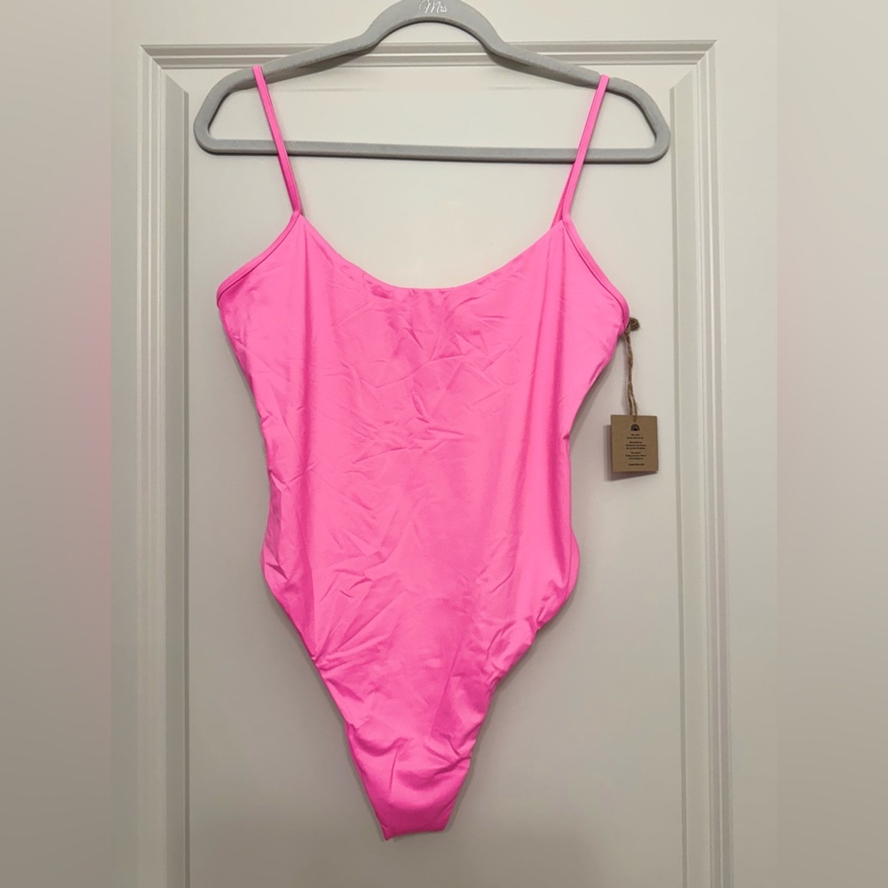 NWT Toast Swim Free People Solid High Cut Pink One Piece Swimsuit - XL - Picture 3 of 9